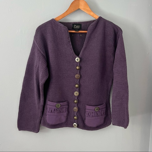 Pure Handknit Purple Cardigan XS/S - Picture 1 of 8